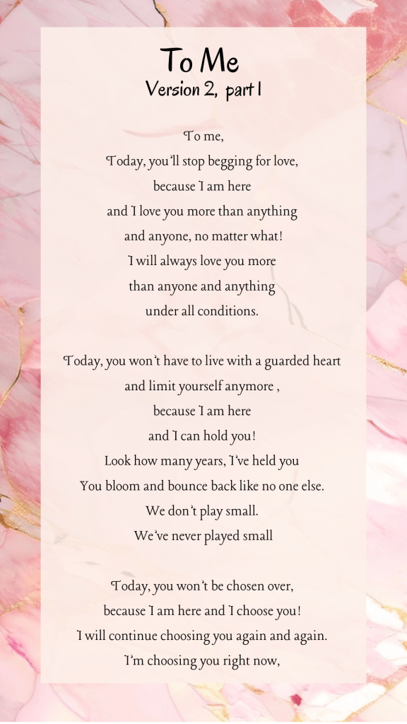 Poem: To me (version 2, part 1) by Esha Bhoyroo